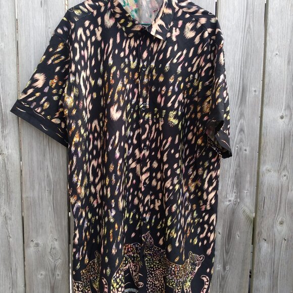 Leopard Print Shirt 2XL Large with Button Front Collar 52" Chest 2000s Y2K - Picture 4 of 14